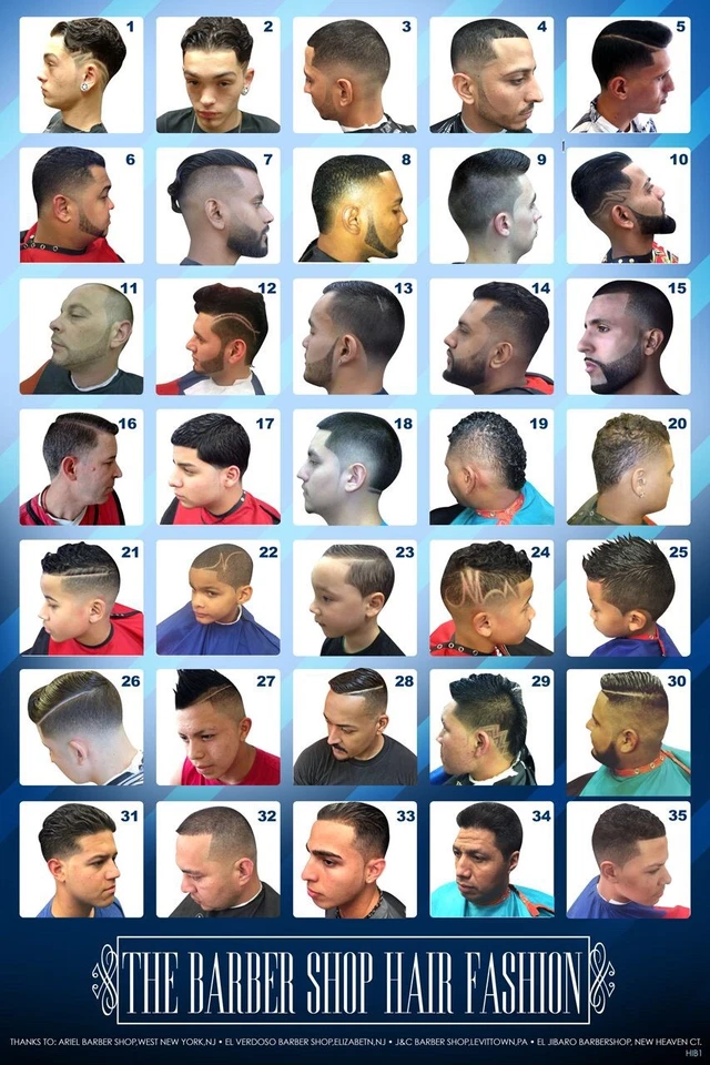 Nuevo Combo de Póster de Barbero con 30 Cortes Modernos Latinos Hombres y Niños Lote Foto 3 de 3