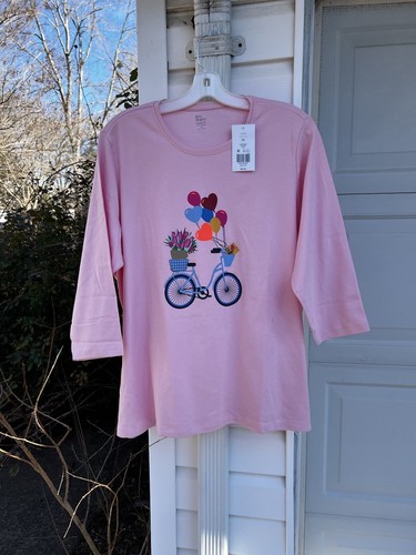 NWT Kim Rogers Fun Pink Valentines Day Bicycle Multicolored Heart Balloons 2X - Picture 6 of 6