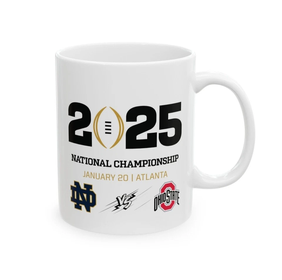 Campeonato Nacional 2025. Notre Dame vs Ohio State. Caneca de 15 onças. - Imagem 2 de 3