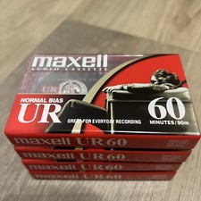 Vintage Maxell UR60 Normal Bias Audio Cassette NOS Sealed Lot of 4 NEW SEALED