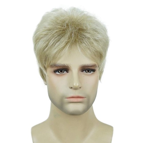 Mens Natural Short Straight Wigs Real Male Full Hair Wig Party Cosplay Toupee - Picture 40 of 49