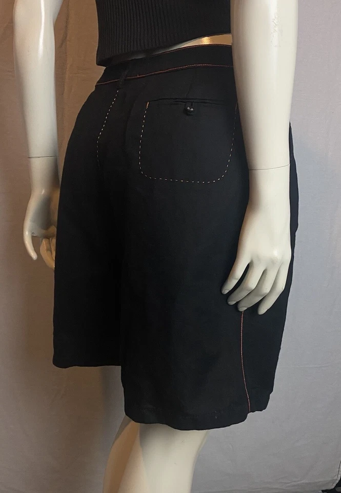 Pantalones Cortos OILILY Negro Puntada en Contraste Doble Botón, Grado A, Mujer Talla 44 (33-34) Foto 4 de 4