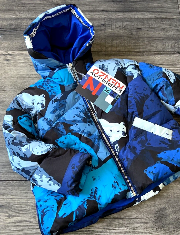 KENZO x KHRISJOY Abajo Y Pluma Capucha Chaqueta Acolchada Edad 4-6 Años En Italy - Imagen 2 de 4