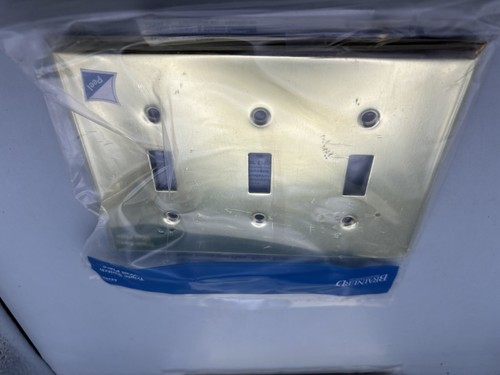 Triple Switch Wall Plate 6 Hole Brass 64399 Brainerd Liberty Hardware Lot of 2 - Picture 2 of 5
