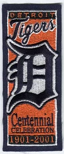 2001 DETROIT TIGERS 100TH YEAR MLB BASEBALL OFFICIAL COMMEMORATIVE TEAM PATCH