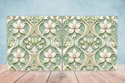 Azulejos de cerámica con flores Art Nouveau - Juego de 2 azulejos de decoración de pared Art Nouveau - Imagen 1 de 3
