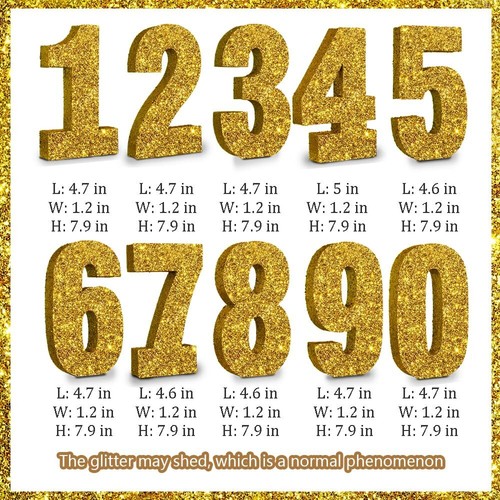 Gold Glitter Numbers Sign 6 Birthday Decorations Birthday Party Centerpieces ... - Picture 5 of 5