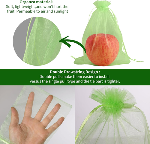 100Pcs Fruit Protection Bags,6''×8''Green Netting Bags for Fruit Trees Garden... - Picture 3 of 7