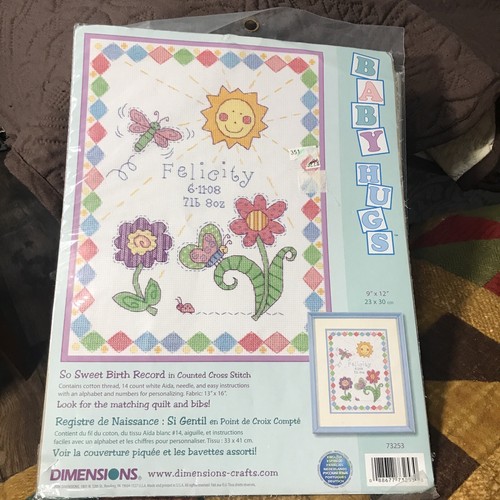 Dimensons 2006 Baby Hugs Counted Cross Stitch 73253 So Sweet Birth Record 9”x12” - 第 2/7 張圖片
