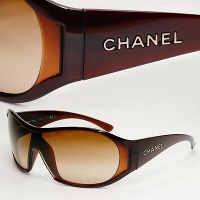 Chanel Sunglasses 2008 Vintage Shield Wrap Brown Visor 6017