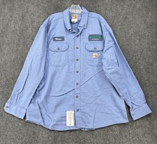 Carhartt FR Flame Resistant Cat 2 NFPA 2112 Blue XL Long Sleeve Button Up Shirt