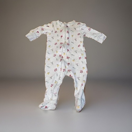 Rabbit + Bear Girl’s 0-3 Months Gray Floral Zip Up Sleeper Cotton Footed
