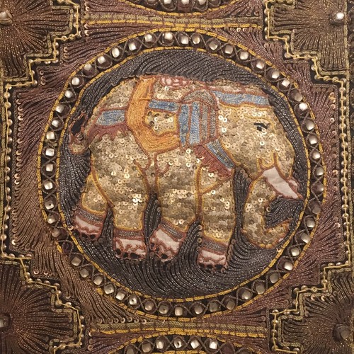 INDIAN KALAGA Embroidered Elephant TAPESTRY Sequins Beaded 18"x55" BEAUTIFUL 3-D - Picture 3 of 6
