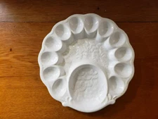 Vintage California Pottery Round Deviled 12 Egg, Dip and Cracker Tray Platter