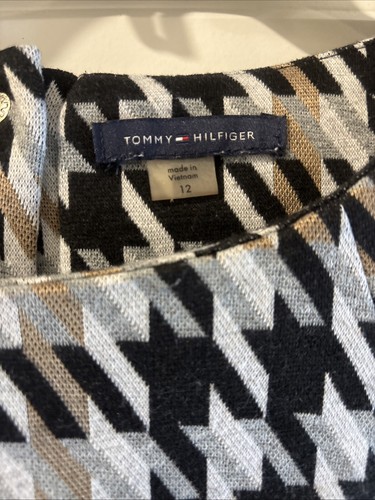 Tommy Hilfiger Women’s Plaid A- Line Dress Black/Tannin Sz 12 Short Sleeves - Picture 7 of 11