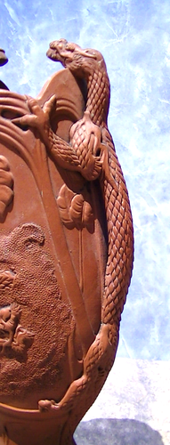 Seltene japanische rote Ton TOKONAME Ware Vase erhöht Drache repariert Chip - Bild 10 von 21