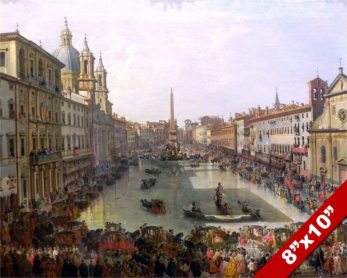 ROMAN PIAZZA NAVONA 18TH CENTURY 1756 PAINTING ROME ITALY