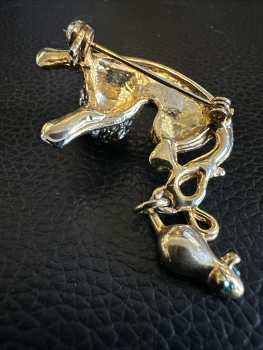Rhinestone Kitty And Mouse Brooch - Picture 3 of 5