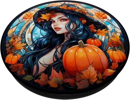 Fall Leaves and Halloween Pumpkins Women Pop Sockets for Phone Swappable PopGrip - Picture 7 of 13