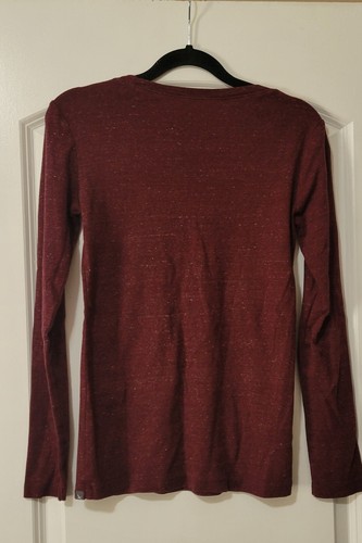 Eddie Bauer Women Long Sleeve Pullover Top Small Maroon 100% Cotton Shirt - Picture 3 of 3