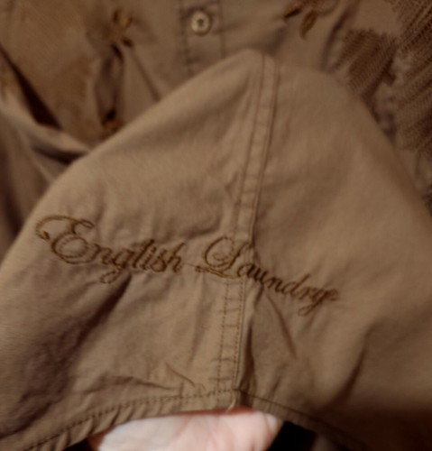 English Laundry Mens M Shirt Brown Royal Lion English Crest Embroidered - Picture 7 of 16