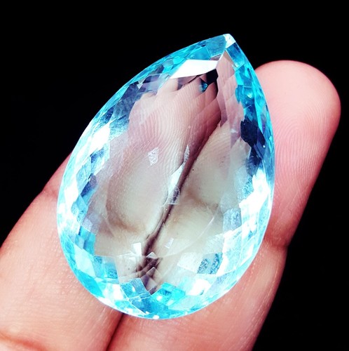 Aguamarina azul transparente 55+ quilates certificada piedra preciosa suelta gema en forma de pera W548 - Imagen 9 de 12