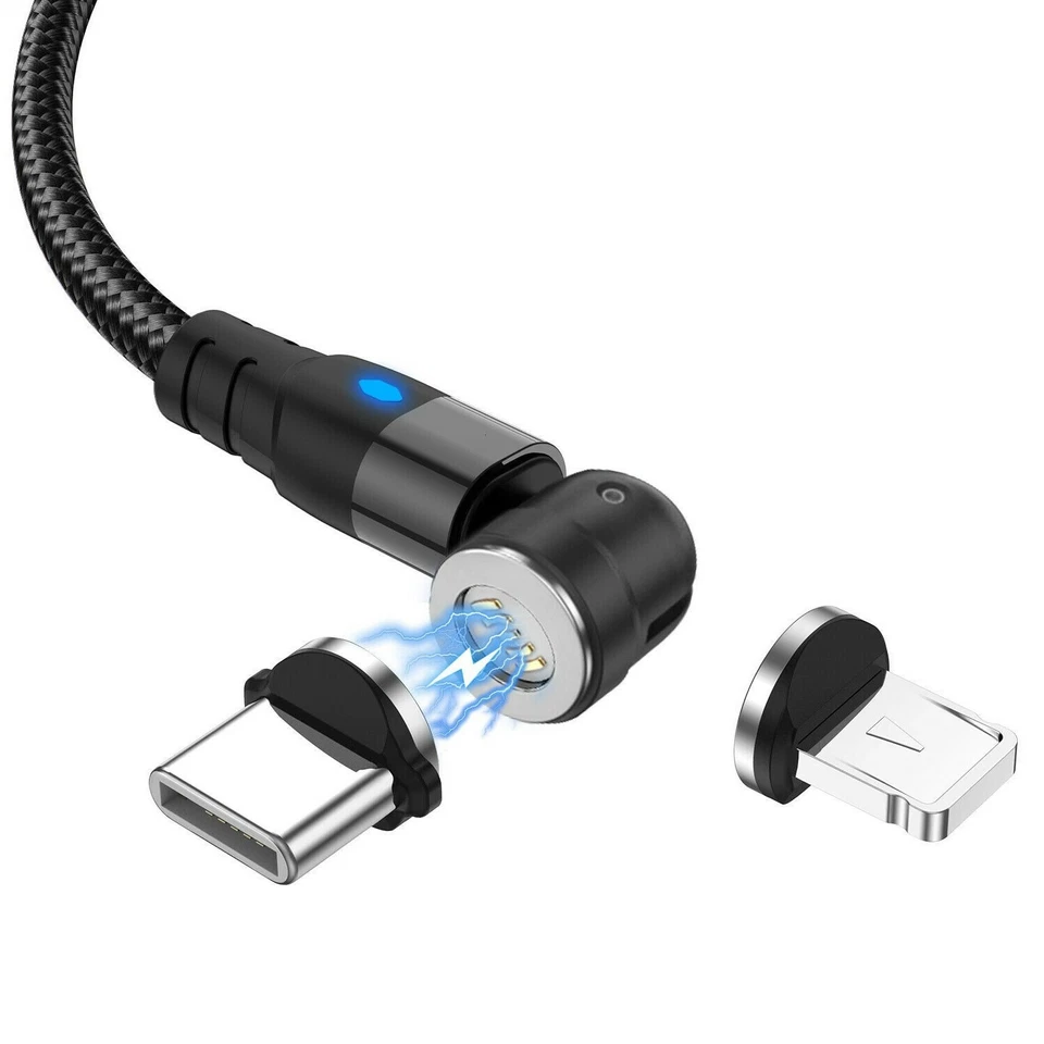 2 in 1 USB Magnet Ladekabel Datenkabel USB C 8 PIN Stecker 8-PIN schwarz 2 m - Bild 1 von 1