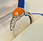 Beautiful 8x6 mm Ethiopia Natural Oval Orange Fire Opal Antique Silver Ring,New — photo 5