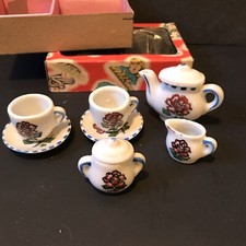Vintage 9 Pc Childs Toy China Rose Tea Set Hand Painted Japan