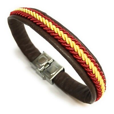 PRODUCTO ARTESANO Pulsera De Piel Bandera España Disponible En Varios Colores