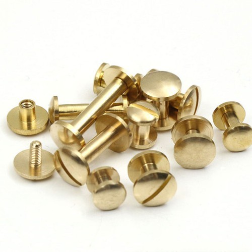 10Pcs/Kit Arc Belt Screw Leather Chicago Nail Brass Solid Rivet Stud Heads Craft - Picture 8 of 15