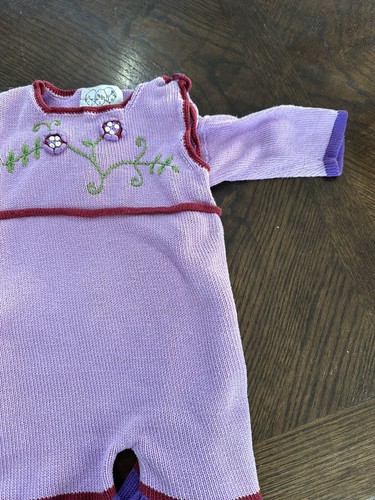 Vtg ZACKALI 4 KIDS 2pc SWEATER SET Purple MID-WEIGHT KNIT Flower TOP & PANTS 12M - Picture 2 of 6