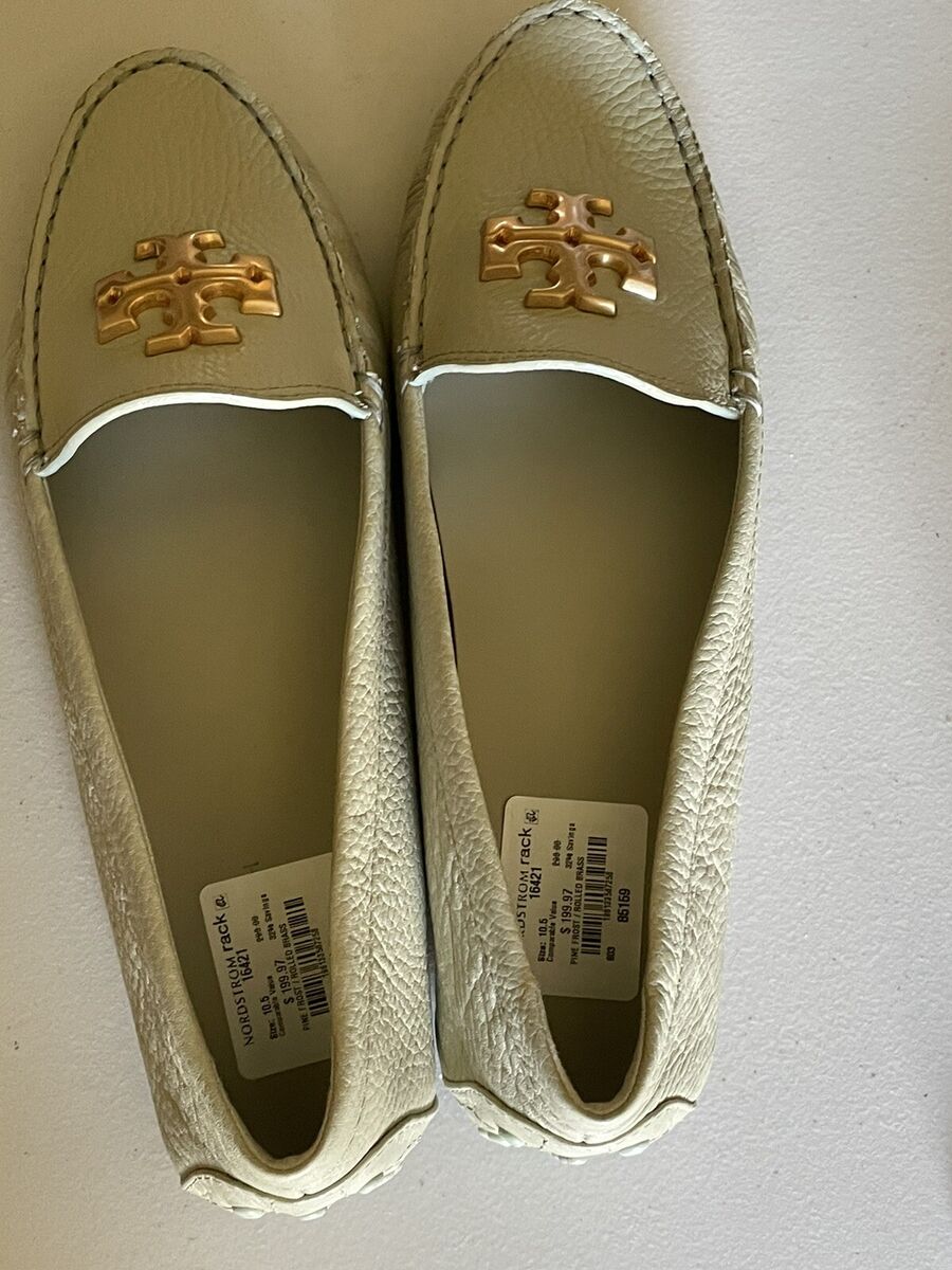 TORY BURCH EVERLY DRIVER TUMBLED LEATHER CALF IN PINE FROST TORY BURCH EVERLY DRIVER TUMBLED LEATHER CALF IN PINE FROST