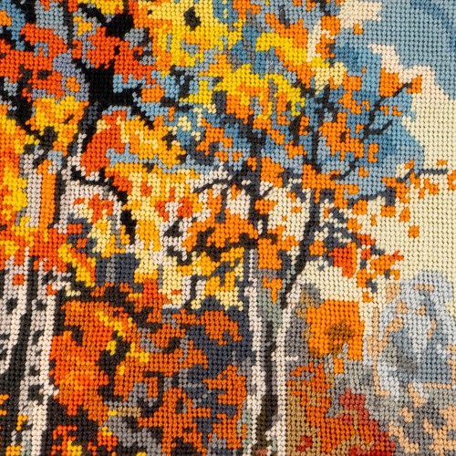 Vintage Cross-Stitch Autumnal Country Scene Large Framed - Picture 5 of 9