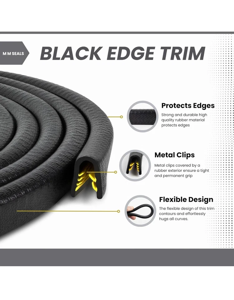 Отделка края черный большой U высота 0,656 дюйма U высота x 0,039 дюйма-0,178 дюйма - Изображение 2 из 4