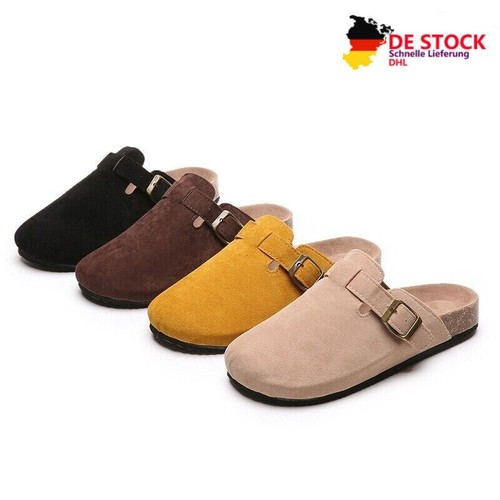 Clogs Hausschuhe Kork Fußbett Sandalen Wildleder Pantoletten Rutschen Berufssch - Bild 1 von 26