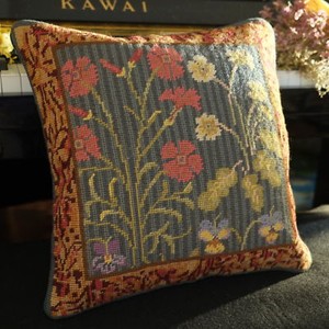 1 1 Vtg Color Full Small Floral Hand Stitched Needlepoint Pillow