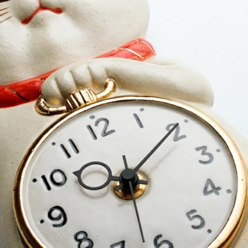 Orologio da parete a pendolo giapponese bianco gatto fortunato Manekineko regalo ceramica - Foto 6 di 21