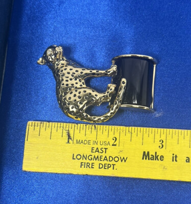 Chico\'s Gold and Black Crystal Leopard Brooch Chico main image 4