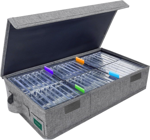 Cassette Tape Storage Box Practical Tape Holder 16.34 X 9.25 X 3.54 In Gray - Picture 8 of 11