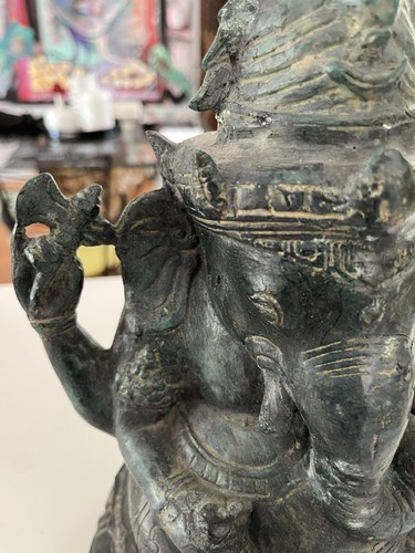 Antike Bronze mit Patina Ganesha Bronze Statue Thailand. Wunderschön! - Bild 8 von 12