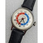 Runs Vintage Timex Time Teaching Teacher Mechanical Wind Up Watch Red Blue Dial