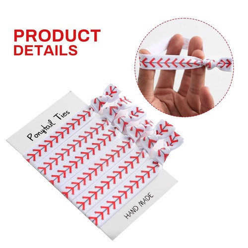2PC Baseball Hair Bow Clips with 6PC Baseball Hair Ties for Women Girls Cheer... - Picture 3 of 7