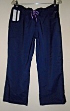 Women's Vintage Nike Navy Blue White Drawstring Athletic Activewear Pant Sz L