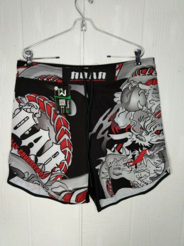 ROAR Sports MMA Fight Shorts Men Size XL Muay Thai UFC BJJ  Red Black Draken NEW - Picture 1 of 7