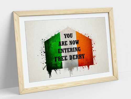 FREE DERRY CORNER BANDERA IRLANDESA SPLASH, NIÑAS DERRY - IMPRESIÓN DE IMAGEN DE ARTE DE PARED ENMARCADO - Imagen 3 de 10
