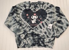 Kuromi Sanrio Womens Sweatshirt Large Black Tie Dye Kitty Graphic NEW