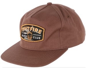 Spitfire-Wheels-BURN-CLUB-PATCH-UNSTRUCTURED-Strapback-Skateboard-Hat-BROWN