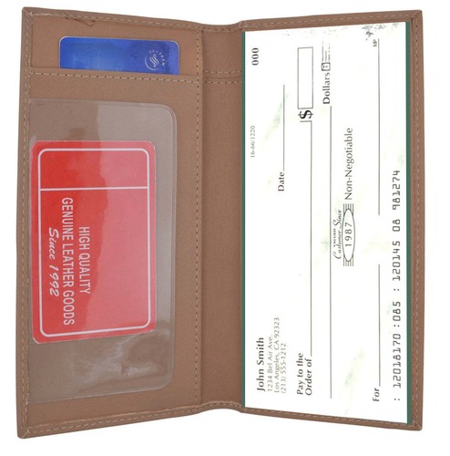 Genuine Leather Standard Plain Checkbook Cover Long Wallet Men Women Many Colors - Bild 18 von 28