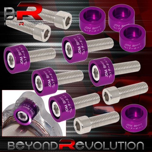For Honda B16 B18 Cam Cap M6 Drivet Fender Valve Washer Bolt + Cam Seal Purple - Picture 3 of 5